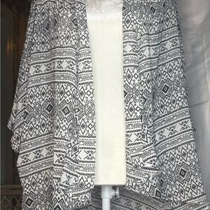 LOFT Boho Aztec Open Front Kimono Wrap Coverup M/L